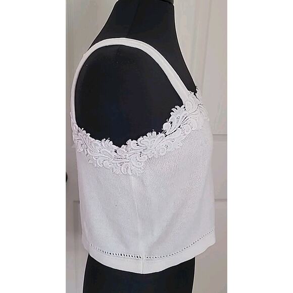 VTG Romantic Cottagecore Knit Crochet Ivory Cardigan + Crop Blouse M EUC - Picture 10 of 12